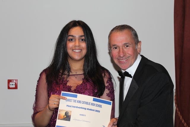 Amina was awarded The Most Hardworking Student 20022 by Mr Callagher, Headteacher