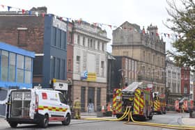 Emergency services at the scene of the fire in Preston on Friday morning