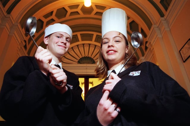 Pupils from Fulwood High School who took part in Preston College's Ready, Steady, Cook in 1998. Winners Tom Arkwright and Gemma Brown were treated to lunch at Winckley Square Restaurant, Preston