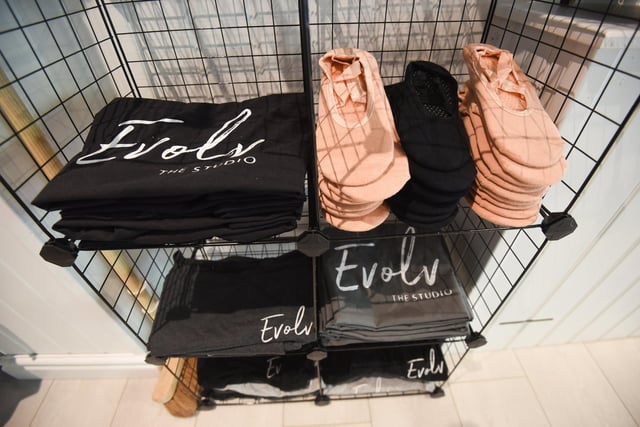 Beautiful tees and ballet pumps for members.
Tina Brodrick, co-owner of Evolv The Studio, has done all design and branding herself.