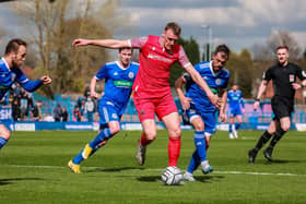 Jack Sampson on the ball against Curzon Ashton (photo: Stefan Willoughby)