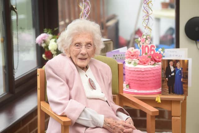 Eunice Byers celebrating her 106th birthday at Willowbrooke Residential Care Home. She was a witness to the Battle of Bamber Bridge
