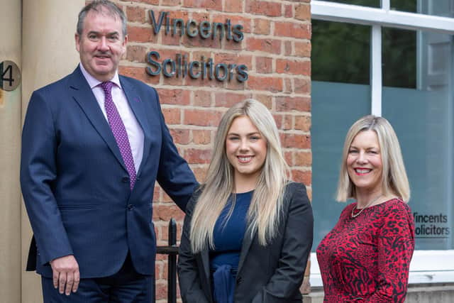 Left to right, Michael Sandys, Tia Grimshaw and Karen Sandys of Vincents Solicitors