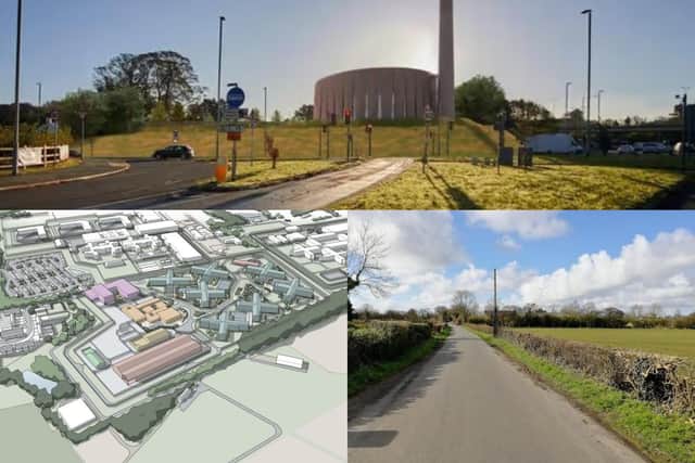 Decisions are due over the proposed Brick Veil Mosque in Broughton (top), a third prison in Ulnes Walton (bottom left) and 1,100 homes on the Pickering's Farm site in Penwortham