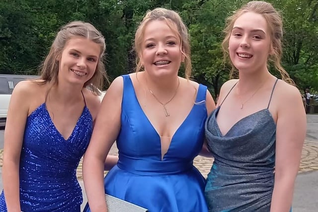L-R: Becky, Hollie and Mia from ﻿Lostock Hall Academy. Prom held at Rivington Hall Barn on June 27.