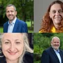 [Clockwise from top left]:  Cllr Alistair Bradley (Labour leader of Chorley Council), Jenny Hurley (Trade Unionist and Socialist Coalition), Cllr Alan Cullens (Conservative opposition group leader) and Olga Gomez-Cash (Chorley Green Party).