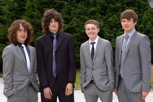 Hayden Alty, Ben McElroy, Josh Kehoe and Josh Beetham at Bartle Hall, the venue for the 2010 Our Lady's High School prom
