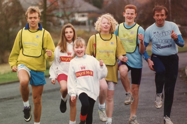 Teacher Terry Dickenson, far right, training some of his promising cross country runners at Tulketh High School. Those pictured were in line to be selected for the Preston team in the forthcoming Lancashire Cross Country Championships