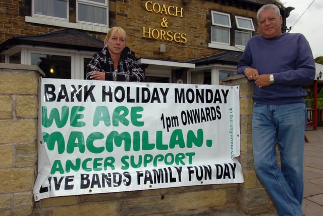 Beverley Westney and Andy openshaw at the Coach and Horses in Chapeltown supported the Macmillan Nurses with a Party in the car park on Bank Holiday Monday back in 2012