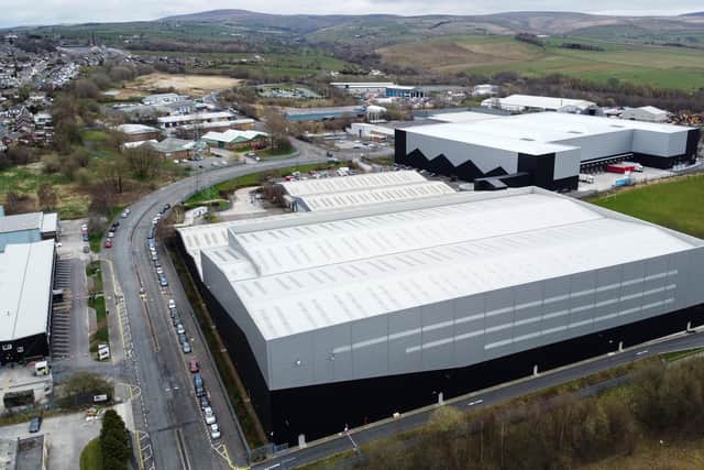 The Debenham’s Group’s (formerly boohoo’s) distribution centre on Widdow Hill Road. Burnley, in 2025.