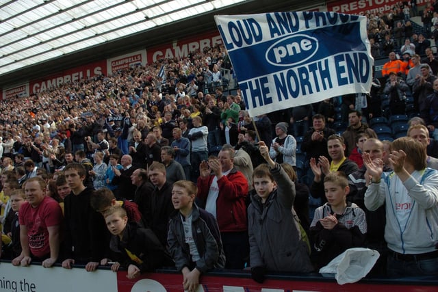 Preston North End fans are indeed loud and proud as they celebrate during the Preston v QPR game in 2009
