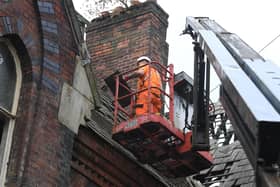 A workman at the site on Tuesday