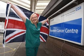 Dr. Alison Birtle getting ready to fly the flag for NHS staff- and the Queen - on a new charity single