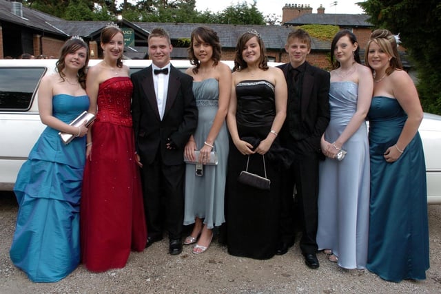 Arrival in style in this stretch limo at the Ashton Community Science College leavers ball, held at Bartle Hall in 2008