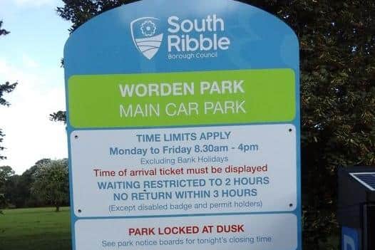 The new signs at Worden Park car park