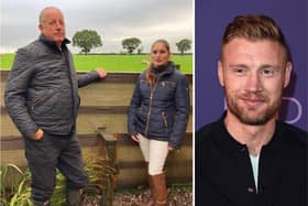 Left: Nigel Dixon and councillor Jasmine Gleave pictured at Uplands Farm, behind them is where Logik Developments proposed site number 2 is set to be. Right: Freddie Flintoff (Getty)