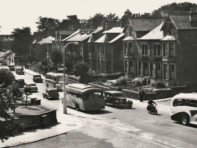 A view of the A6 through Scotforth in the Fifties.