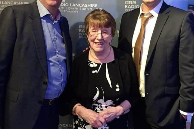 Margaret (centre) pictured with Sir Lindsay Hoyle (left) and Graham Liver at the BBC Radio Lancashire Awards