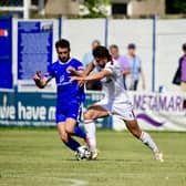 Match action from AFC Fylde's pre-season game against Lancaster (photo: Steve McLellan)