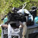 Photo Neil Cross:Thoughtless dog owners are leaving bags of waste on top of the sealed up dog waste bins along the old tramway between Lostock Hall and Avenham despite there being empty bins less than thirty seconds walk away