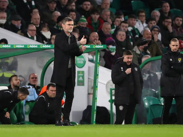 GLASGOW, SCOTLAND - DECEMBER 12: Graham Alexander, Manager of Motherwell gestures during the Cinch Scottish Premiership match between Celtic FC and Motherwell FC at  on December 12, 2021 in Glasgow, Scotland. (Photo by Ian MacNicol/Getty Images)