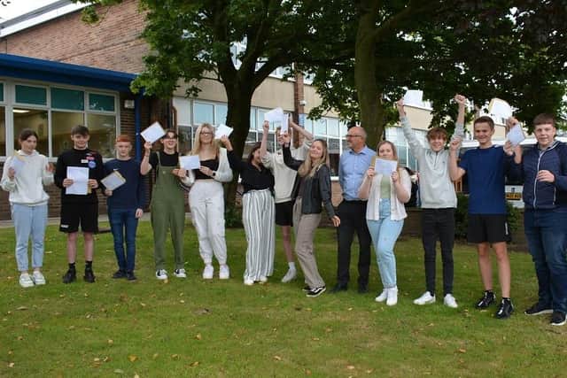 Carr Hill students celebrating their GCSE results today