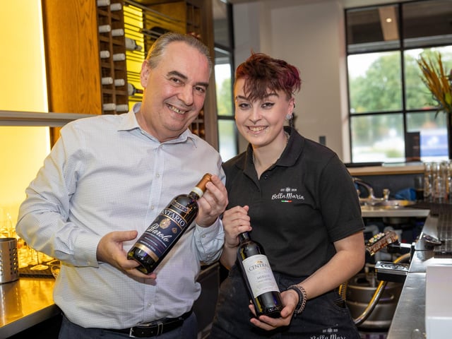Opening of Bella Maria, Capitol Centre, Preston. Salvador Carmona and Grace Lord.