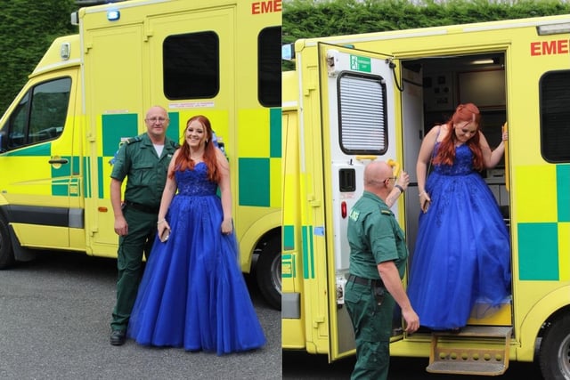 An Albany Academy pupils arrives in an ambualnce