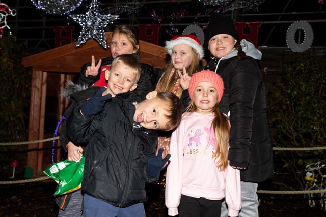 Children at the Christmas lights switch on