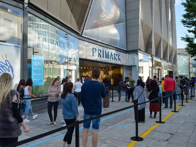 Shoppers queue at Primark in Birmingham as non-essential shops open in England