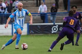 ​Niall Cowperthwaite was among the Lancaster players thwarted by Basford keeper Kieran Preston  Photo: JOSHUA BRANDWOOD