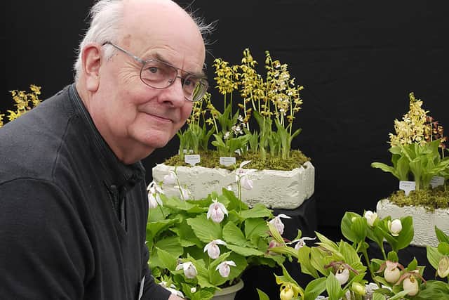 Jeff Hutchings pictured at his stand at the Harrogate Spring Show in 2016  Photo:Fiona Finch