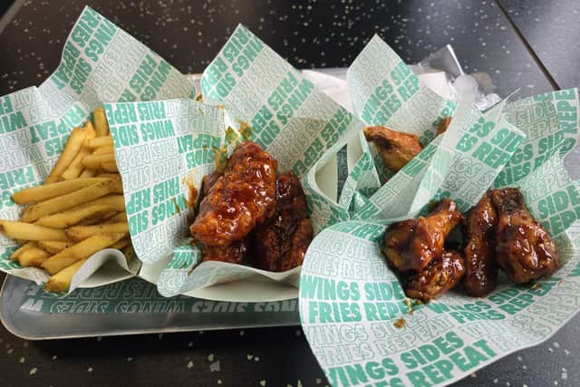 The selection of food Mark Dunford at Wingstop