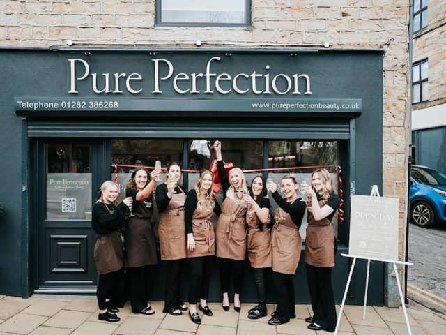 The Pure Perfection team at the opening of the new salon in Padiham. Owner Carla Chatburn is fifth from left