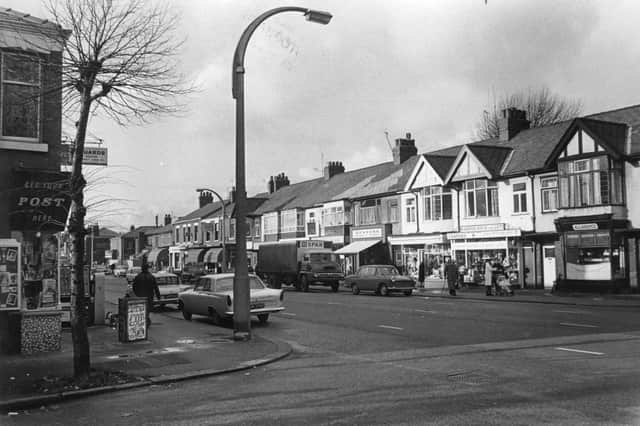 Our first picture shows Lane Ends in November 1967 as it gears up for the busy Christmas shopping period. We are looking along Blackpool Road towards the Lane Ends pub in the far distance