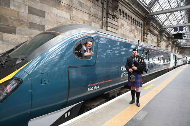 An Avanti West Coast Class 390 EMU train pictured in Glasgow in 2021 after failing to break the 36-year-old record for the fastest train journey between London and Glasgow. 
Avanti is today being criticised by staff over see-through uniforms it has brought in after Easter 2022