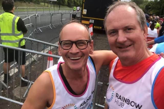 Chorley comedian and Britain's Got Talent finalist Steve Royle (left) also took part in the Great North Run and helped raise £8,600 for Rainbow Hub