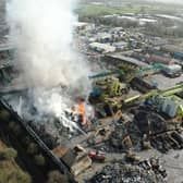 This drone picture shows the scale of the waste fire. Picture: Lancashire Fire and Rescue