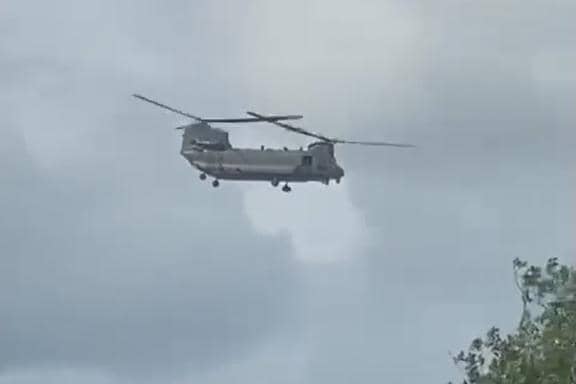 The RAF Chinook was spotted in the skies over South Ribble on a visit to Lancashire Police HQ in Hutton on Tuesday, July 25. (Photo by Andrea Finnigan)