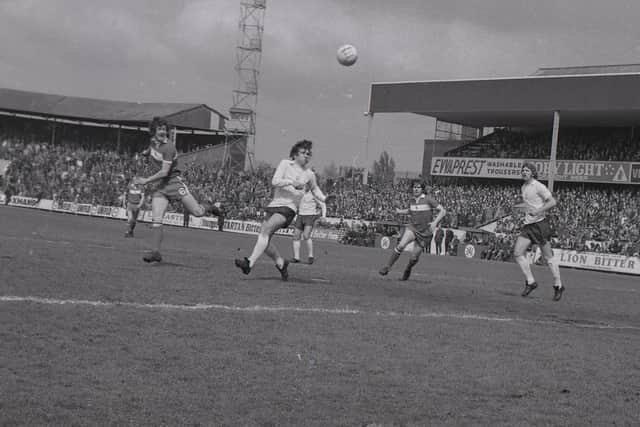 Action from Preston North End's game against Middlesbrough at Deepdale in April 1974
