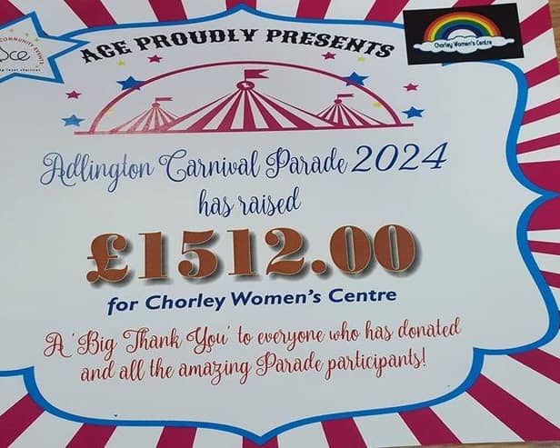 Proudly donating £1512.00 to Chorley Women's Centre