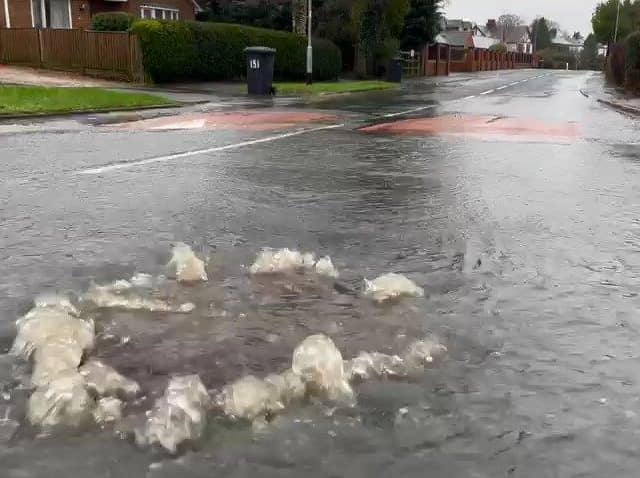 The drainage system on Hoyles Lane demonstrating its inability to cope with heavy rain last week (image: John Potter)
