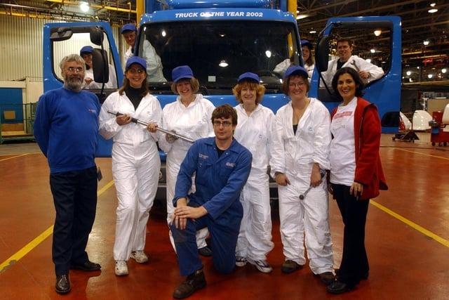 In 2002 local business managers and staff gathered at Leyland Trucks, near Preston, to check out the new truck donated to help assist International Aid carry out its humanitarian work
