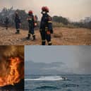 A family from Lancashire who escaped the wildfires in Greece have told of the incredible speed at which the blaze spread (Photos by SPYROS BAKALIS/AFP and ARMEND NIMANI/AFP via Getty Images)