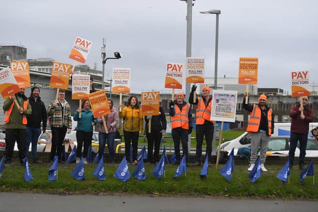 Junior doctors on strike outside Royal Preston Hospital (Credit: Neil Cross)