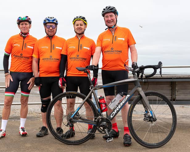 TV's The Yorkshire Vet Peter Wright with his team before setting off on the coast to coast cycle ride from Morecambe promenade to Bridlington raising funds for Photo: Kelvin Stuttard.