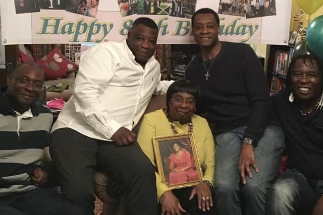Maxine with her family when they celebrated her 80th birthday