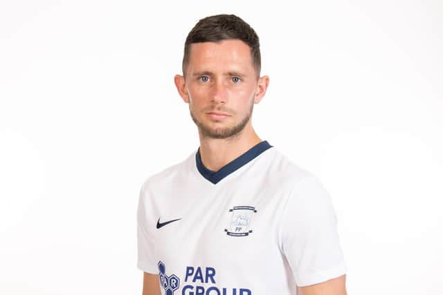 PNE captain Alan Browne models the new home kit.