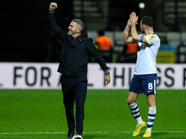 North End make it two wins in two as Lowe and Alan Browne applaud supporters following a 1-0 win over Swansea City at Deepdale