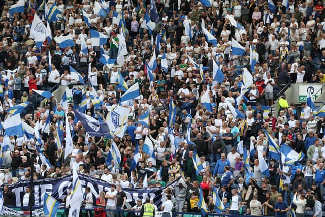 Preston North End fans enjoy the pre-match atmosphere as Hull City came to Deepdale